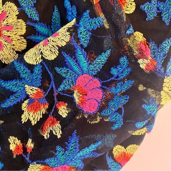 Topshop Off-The-Shoulder Floral Embroidered Bodycon Mini Dress - Picture 12 of 15